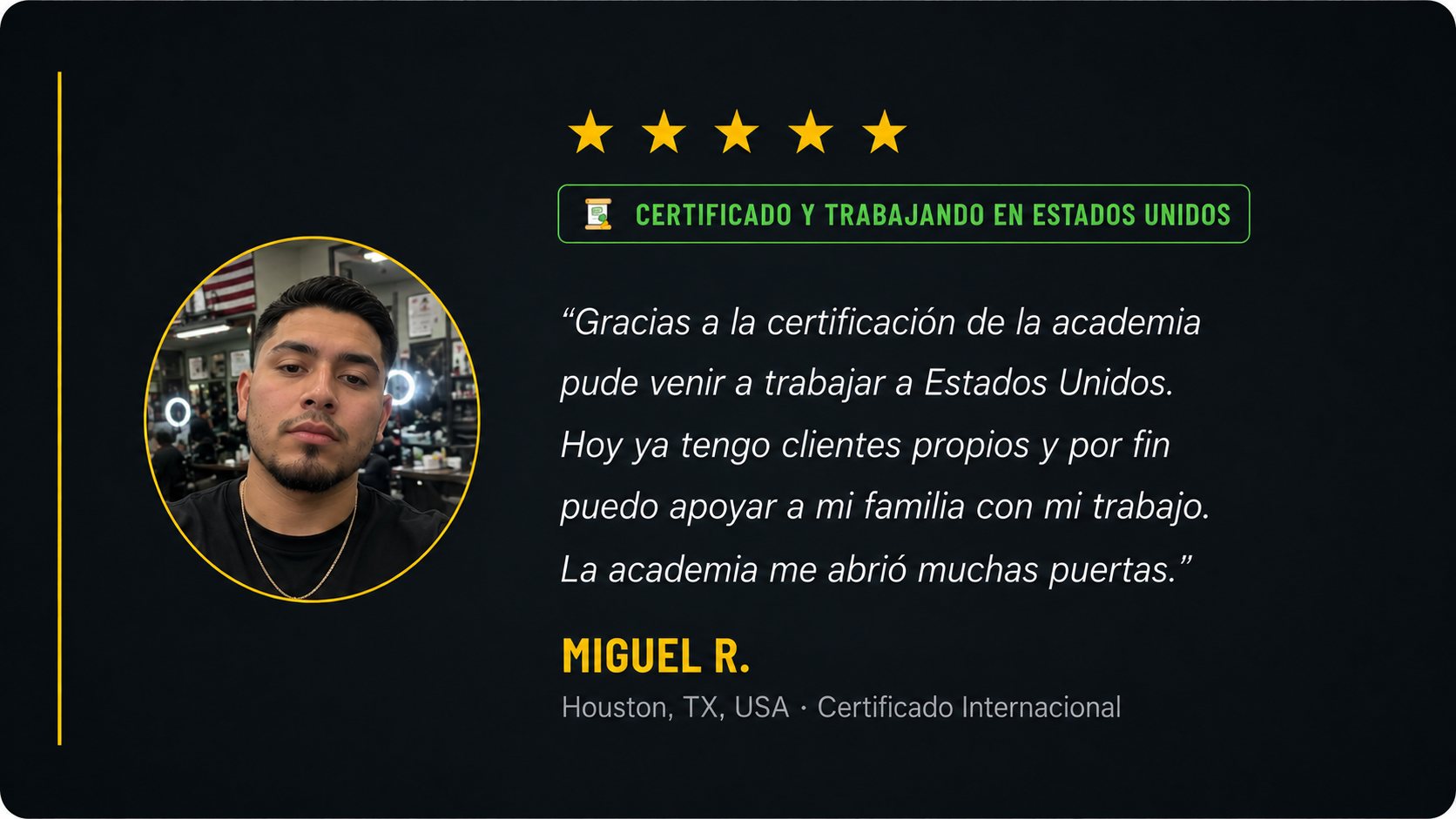 Testimonio de Miguel R. — certificado y trabajando en Estados Unidos
