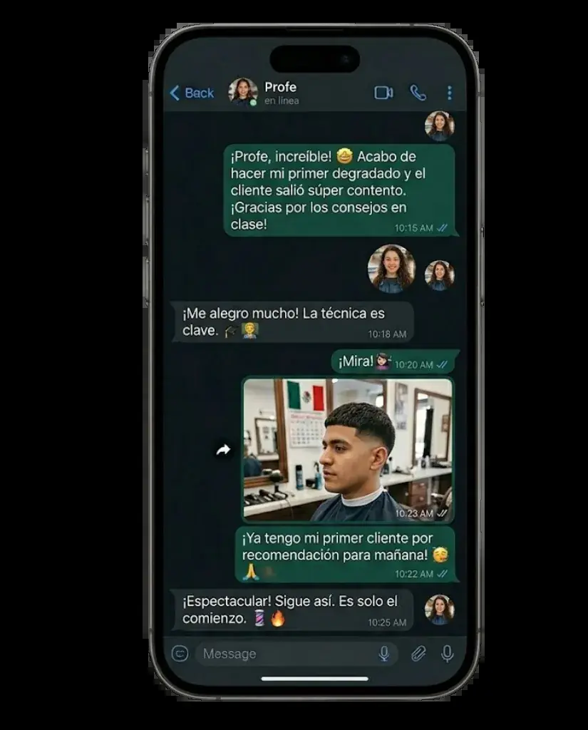 Mensaje de alumno — primer degradado